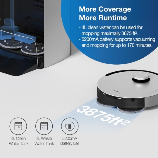 ECOVACS DEEBOT X1 TURBO - Robot hút bụi, lau nhà và tự giặt, sấy giẻ lau